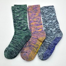 BOMBAS 3 Pairs Women's honeycomb Gripper Calf Socks Cushion 3 Color Mix Size M