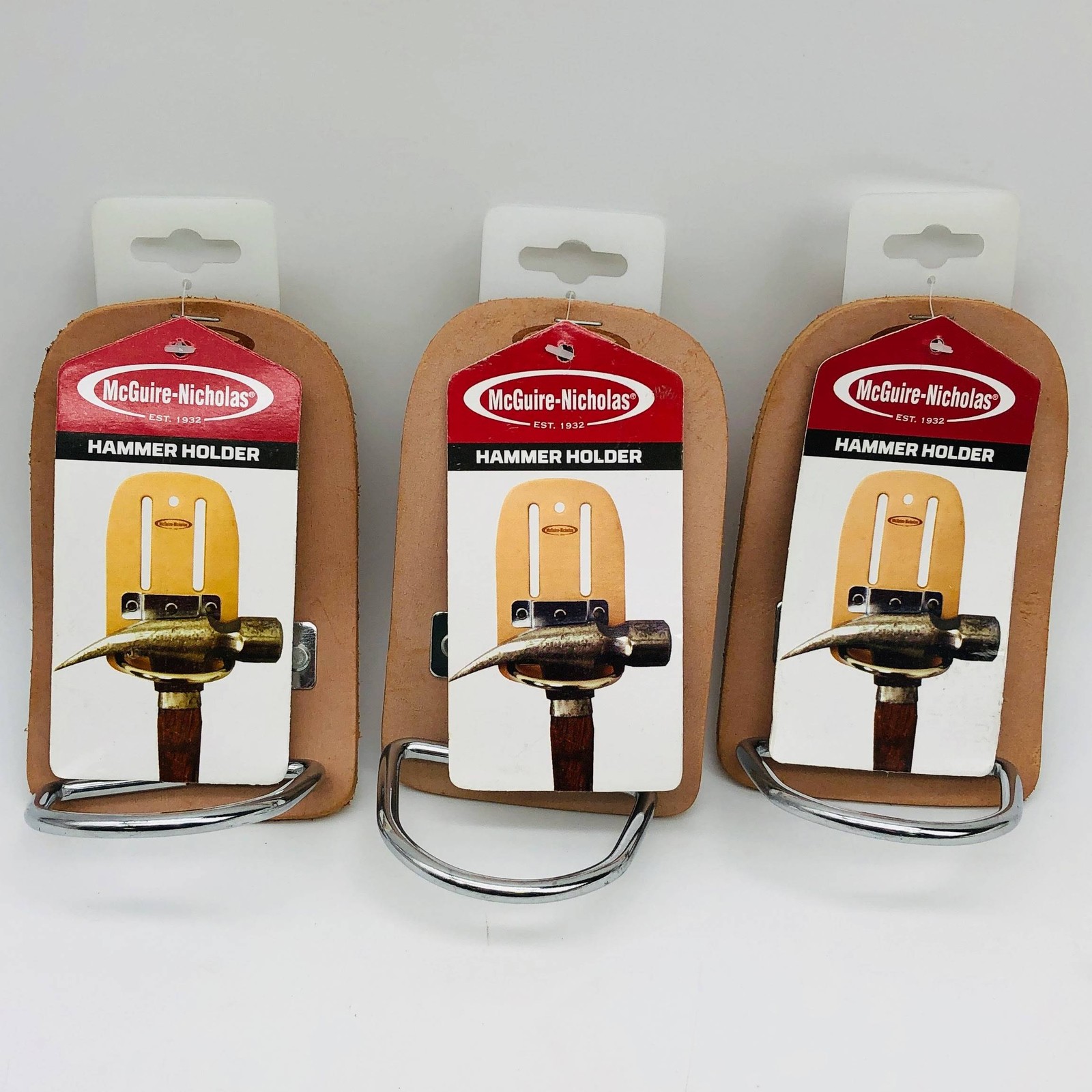 3pk McGuire-Nicholas 739 Hammer Holder Leather Swivel Steel Max2-1/2" Wide Belts