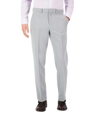 Perry Ellis Portfolio Mens Modern fit Dress Pants 32 / 32 Light Gray Solid