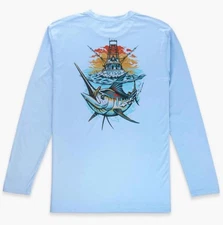 AFTCO Ship Out UVX Long-Sleeve Shirt for Men Airy Blue Shark XXL New  🎣