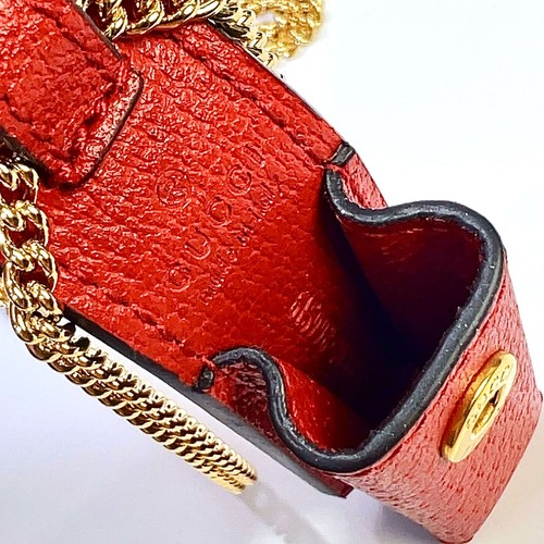 GUCCI Chain Lipstick Case 615998 Necklace Red Gold GP Women's Accessories - Picture 7 of 9