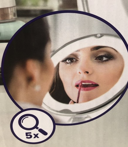 Miroir De Maquillage Grossissant 5x Avec LED Lumière Blanche - Pivotant 360° - Neuf