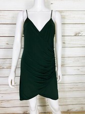 Urban Outfitters Womens Faux Wrap Dress Size L Green V-Neck Straps Sleeveless