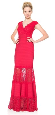Tadashi Shoji French Rose Red Lace Inset Pintuck Jersey Dress Gown L | eBay Tadashi Shoji French Rose Red Lace Inset Pintuck Jersey Dress Gown L | eBay