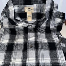 Cotton Flannel Button Shirt GRAY Plaid XXXL