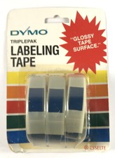 Lot of 3 Vintage Glossy Blue Dymo Labeling Tape Cartridges 3/8" x 12' Rolls NOS