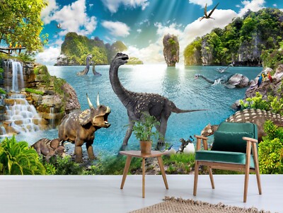 3D Dinosaurier Paradise ZHUC1895 Tapete Wandbild Fototapete Abnehmbarer Ann