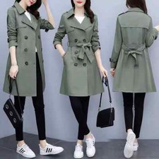 Giacca trench spolverino donna con cintura verde slim fit elegante D128