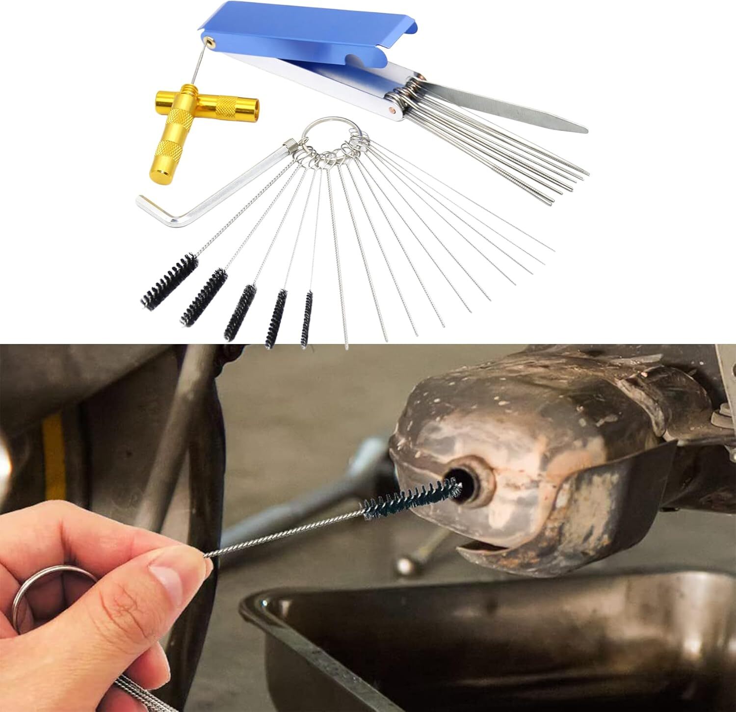 Stainless Steel 13-Wire Carburetor Cleaning Kit & Tool