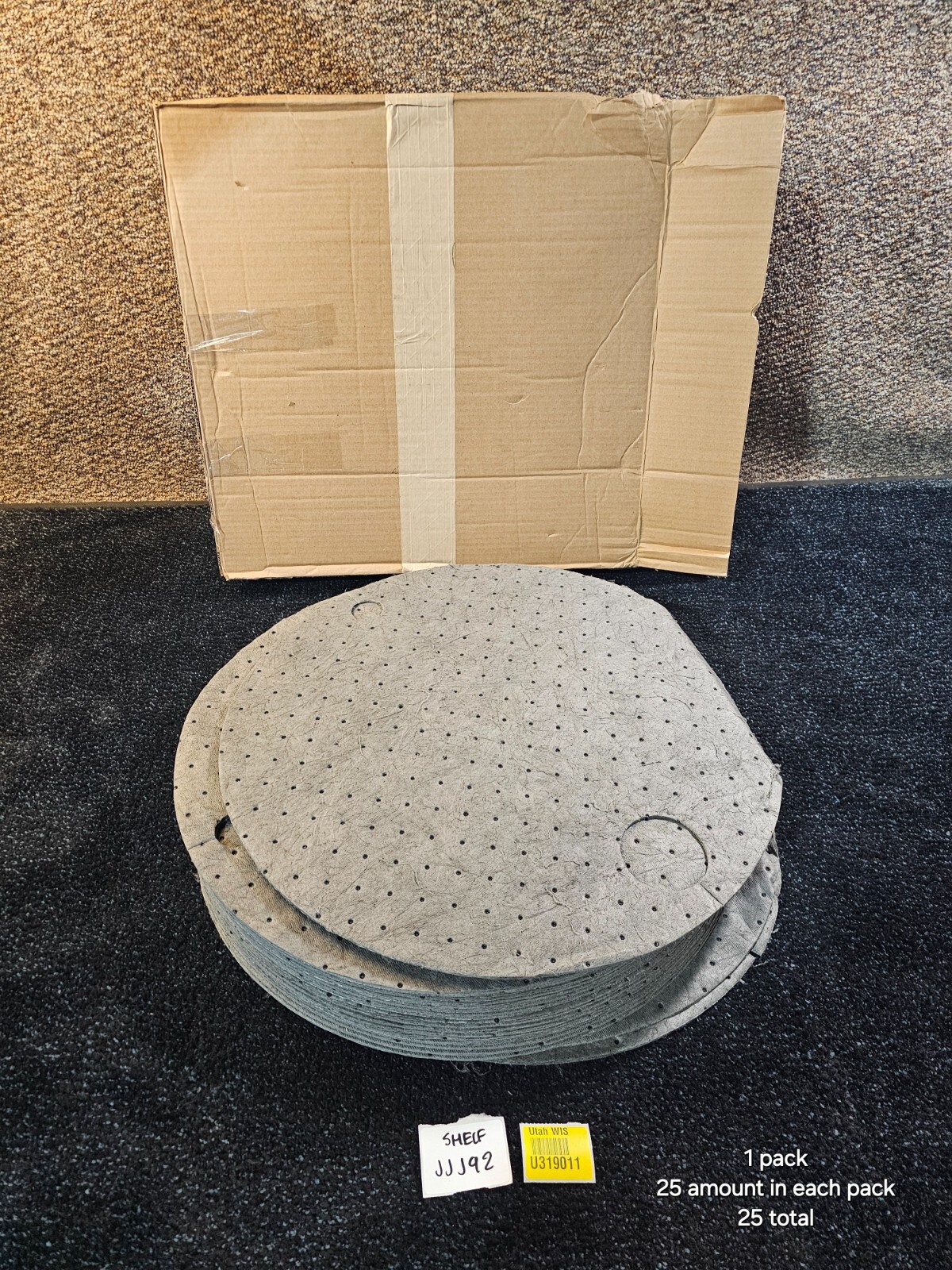 (QTY 25) TaskBrand Sorbents AS-ASB-DT ALLSORB Universal Gray Drum Topper 22"