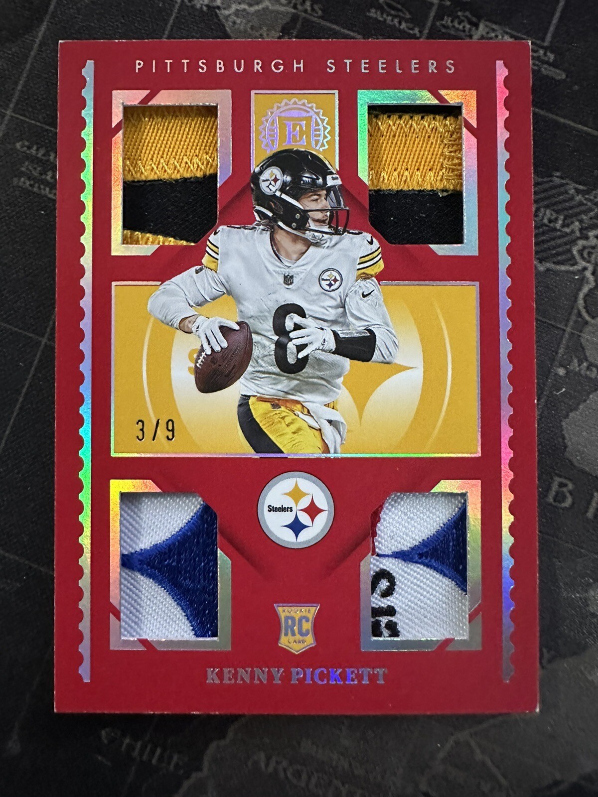 2022 Encased Kenny Pickett Ruby FOTL RC SSP Quad Sick Patch 3/9 RGM1