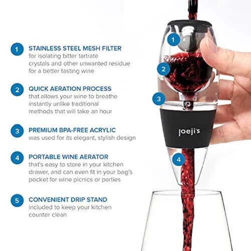 Aérateur de Vin Acrylique et Rehausseur de Saveur de Carafe à Vin Blanc Rouge - Photo 3/4