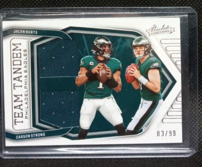 Jalen Hurts Carson Strong Rookie RC 2022 Absolute Team Tandem Materials /99