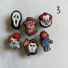6pc Horror Movie Croc Charms Scary Movie Accessories Fits Crocs Shoes Wristbands