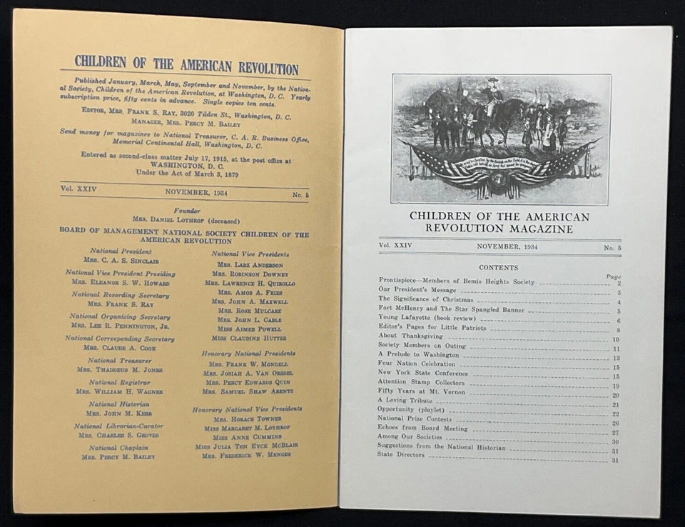 Children Of The American Revolution Magazine, November (1934) - Image 2 of 3