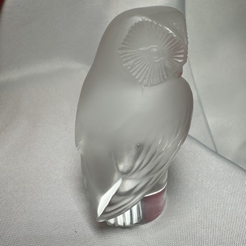 VINTAGE LALIQUE ART GLASS CRYSTAL OWL CHOUETTE PAPERWEIGHT FIGURINE FRANCE - Picture 8 of 19