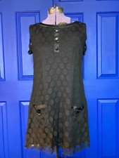 Womens 60's Vintage Black Polka Dot Dress With Pocket Detail