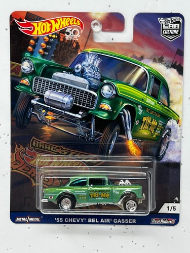 Hot Wheels Drag Strip Demons '55 Chevy Bel Air Gasser Real Riders 1:64 Diecast - Picture 2 of 3