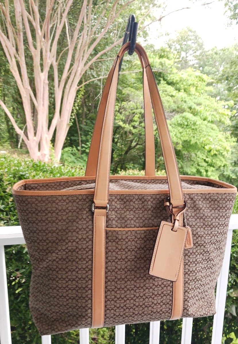 Coach F77012 Vintage XL Signature C Canvas w/Vachetta Leather Trim