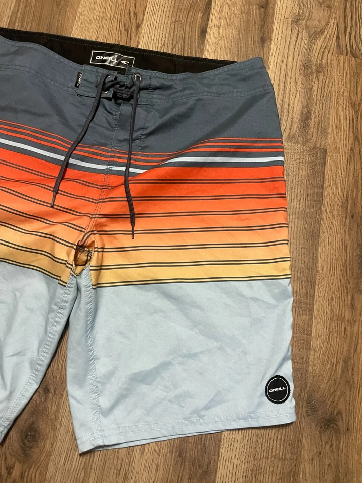 Pantalones cortos O'Neill, para hombre talla 34, gris naranja, bañador, cordón Foto 4 de 4