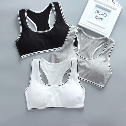 3 Pack Kids Teenage Girls Bra Training Bra with Pads Cotton Crop Tops Sports - Picture 2 of 19