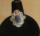 Faux Lapis Ring Silvertone Metal Vintage Size 6 1/4 — photo 2