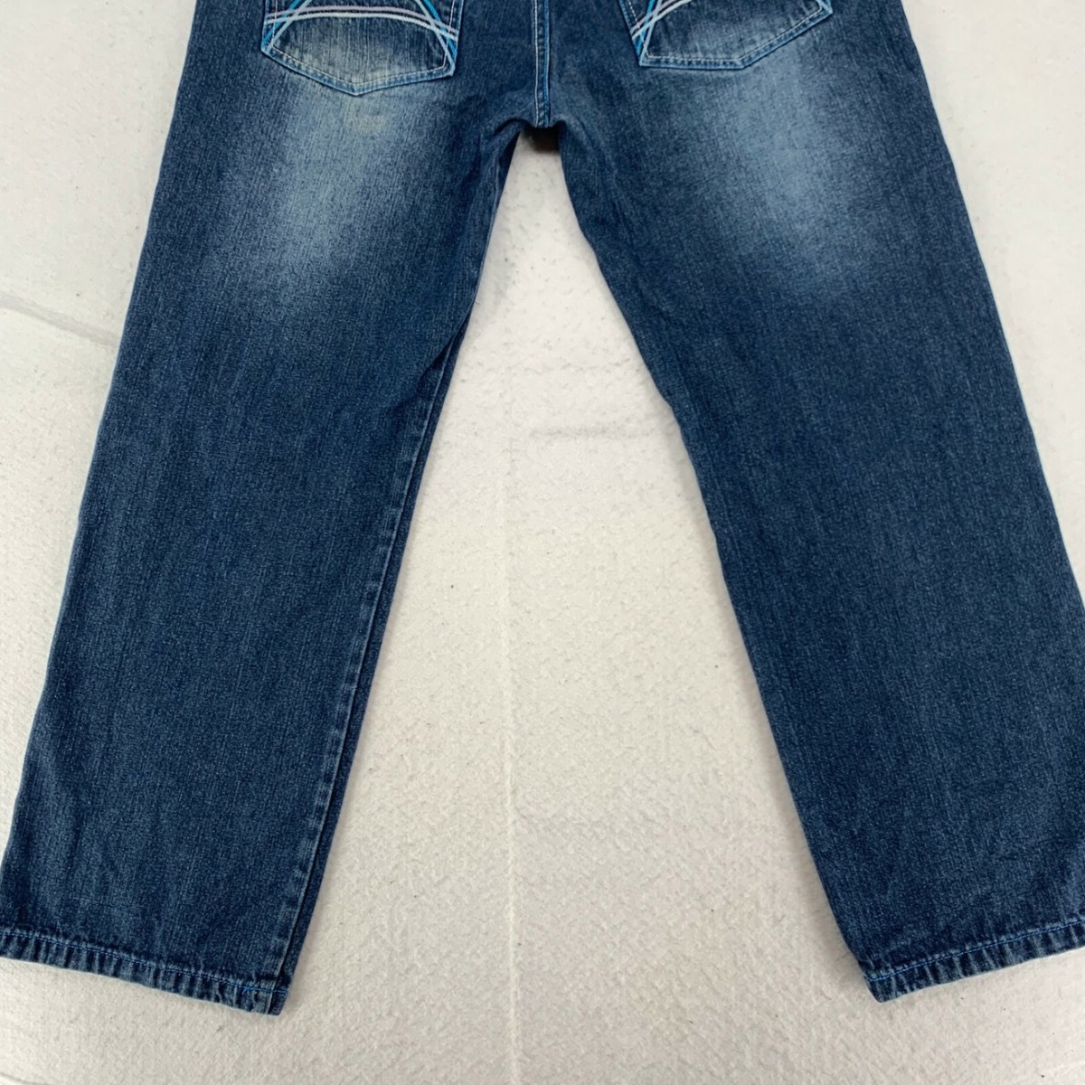 UT Sports Denim Collections Mens Dark Wash Faded Embroidered Jeans