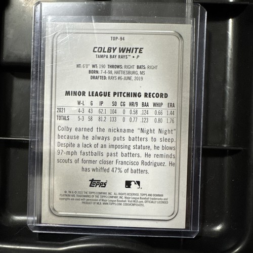 2022 Bowman Platinum Colby White Gold /50 #TOP-94 Rays Mint/Near-Mint - Picture 2 of 2