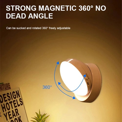 360° Rotated Night Light USB Charging/Battery Powered Wall Lamp Motion Sensor - Picture 4 of 8