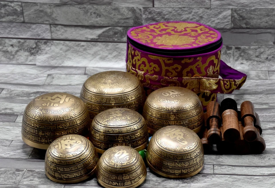 Singing Bowl Set of 7-Tibetan Chakra Healing Bowl Bowl Set-Full Mantra Bowl Set - Image 3 of 4