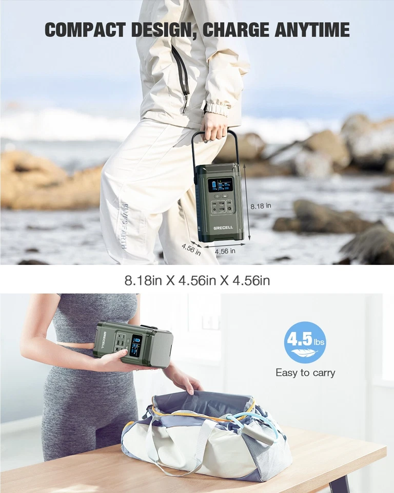 Banco de batería portátil para estación de energía solar de 200 W luz LED 153,6 Wh para camping RV Foto 3 de 4