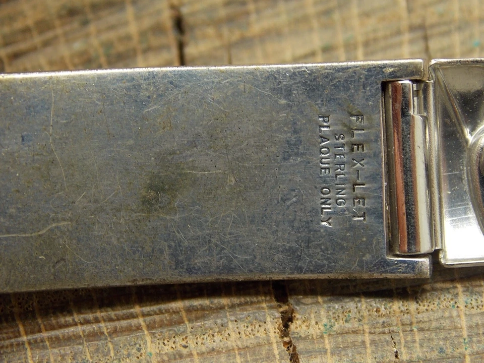 Flex-Let Vintage NOS Unused Engravable Watch Band 16mm Sterling Plaque Expansion - Image 4 of 4