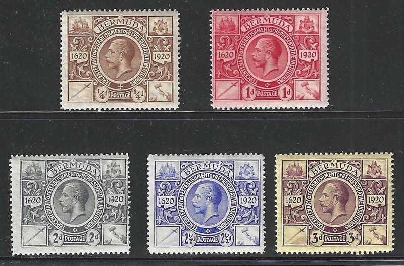 Bermuda, 1921, Scott #71, 73-76, King George V issues, Mint, Never Hinged