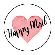 48 HAPPY MAIL HEART ENVELOPE SEALS LABELS STICKERS 1.2" ROUND