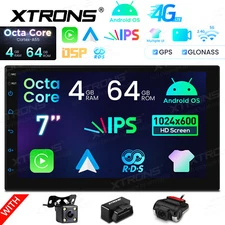 Double 2 DIN 4G LTE Android 14 Octa Core 4+64G Car GPS Stereo Radio +CAM+DVR+OBD