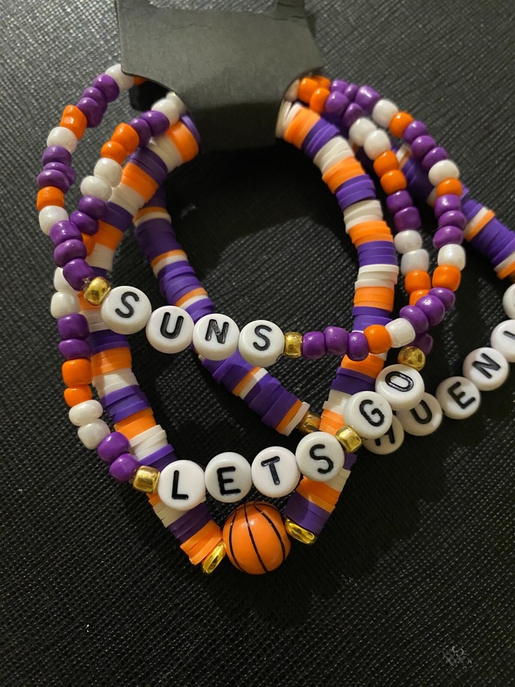 Phoenix Suns Womens 4-Piece Beaded Bracelet Set with Basketball Charm - Support Your Team