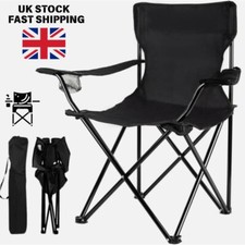 Folding Chair Black, 120kg Capacity Oxford Fabric for Camping Outdoor Garden UK