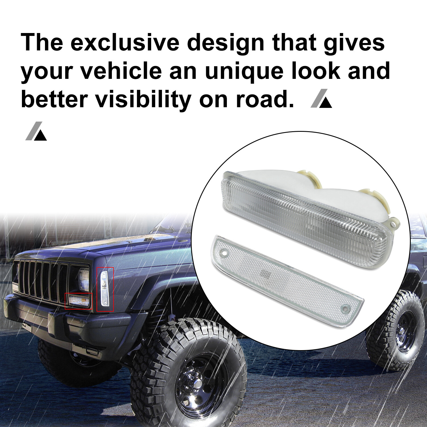 For 97 98 00 01 Jeep Cherokee XJ Chrome Bumper Lights + Signal Corner