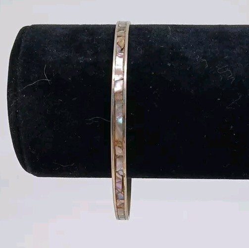 Mexican Bangle Bracelet Abalone Shell Detail - image 1