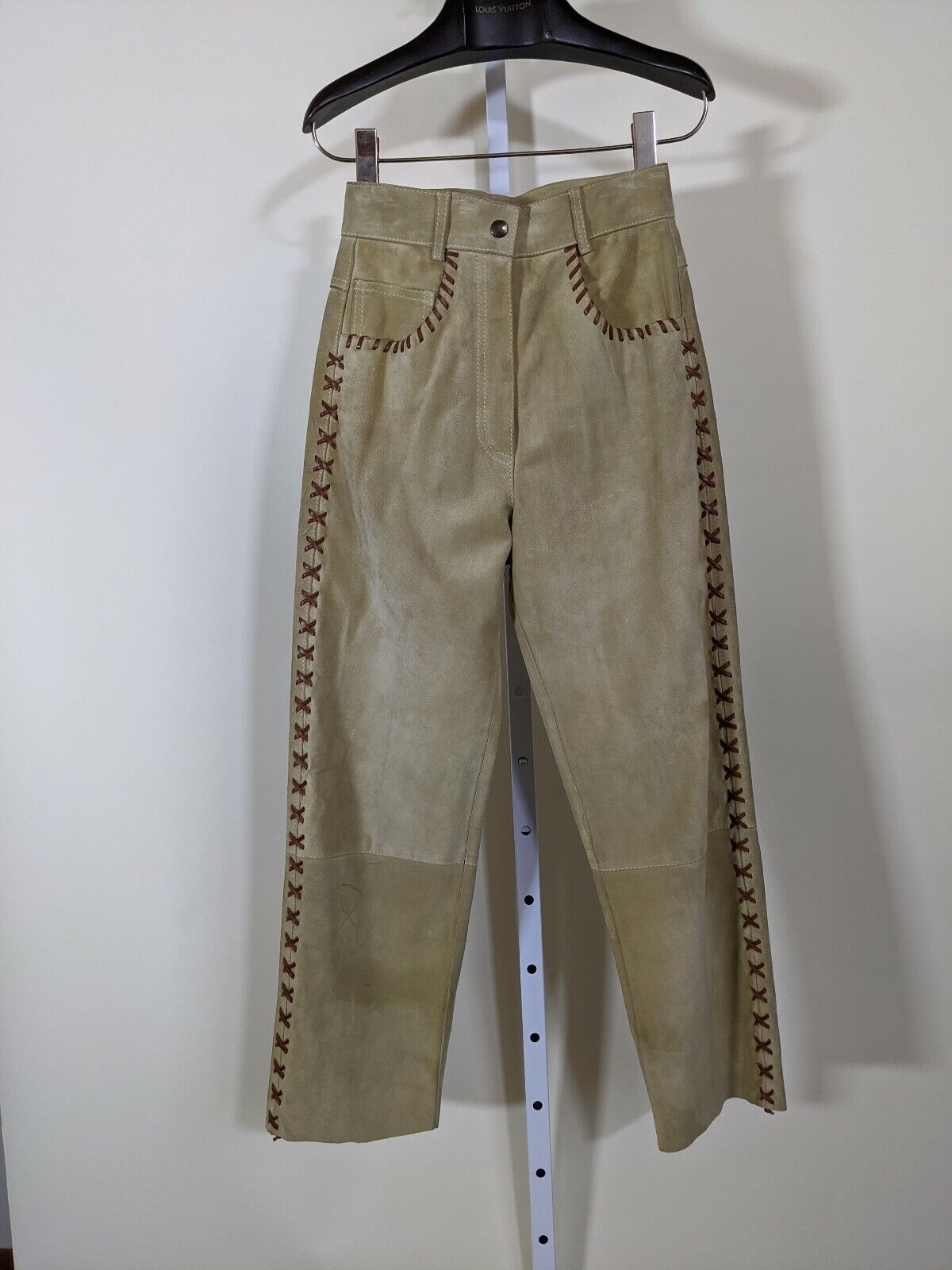 Miu Miu Prada Vintage 90s Laceup Heavy Suede Leather Pants Italy 25