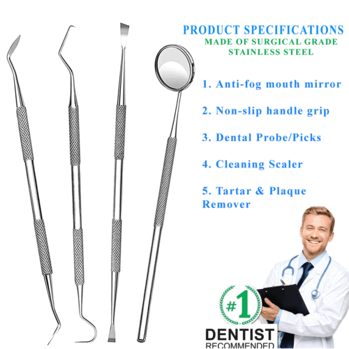 Kit de limpieza dental removedor de placa de hilo dental herramienta de cuidado dental 5 piezas - Imagen 6 de 8