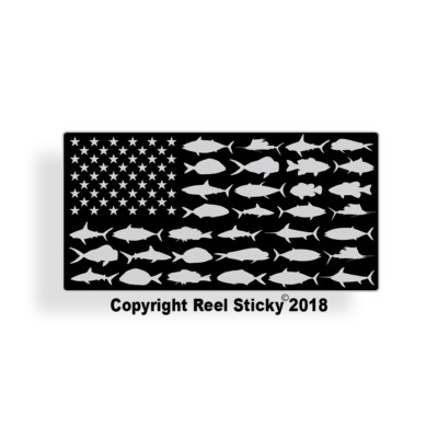Marlin Sailfish USA Flag Decal - Vinyl Sticker For Car, Boat, Cooler (3.88"x8.5")