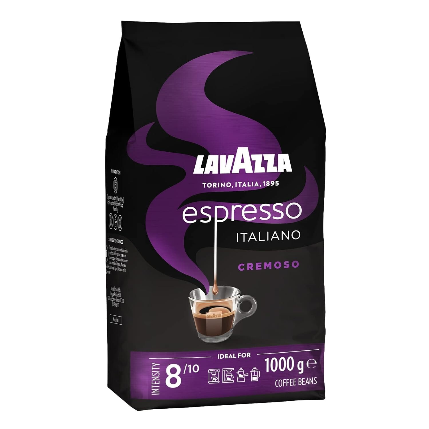 Lavazza, Espresso Italiano Cremoso, Arabica- und Robusta-Kaffeebohnen, mit Aroma