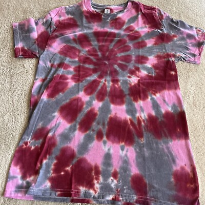 red and gray tie dye shirt