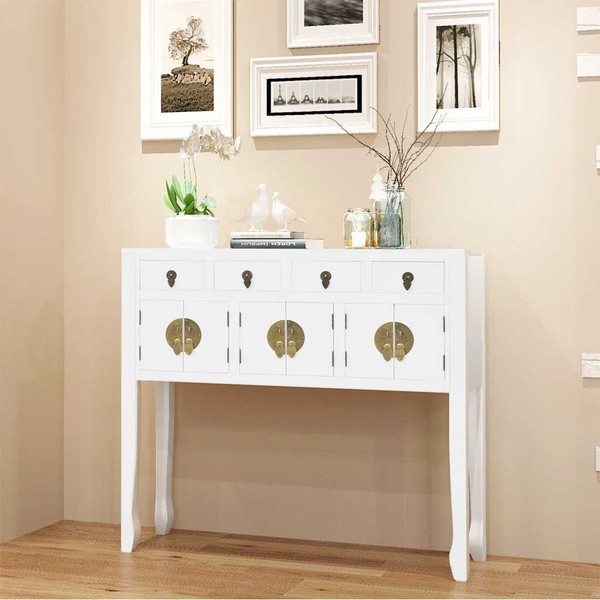 Sideboard Im Chinesischen Stil Highboard Kommode Anrichte Massivholz Weiß vidaXL-image