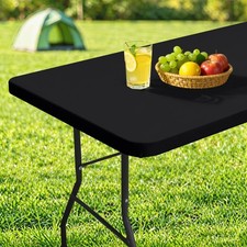 Rectangle Table Cloth Cover, Water-resistant Polyester Elastic Fitted