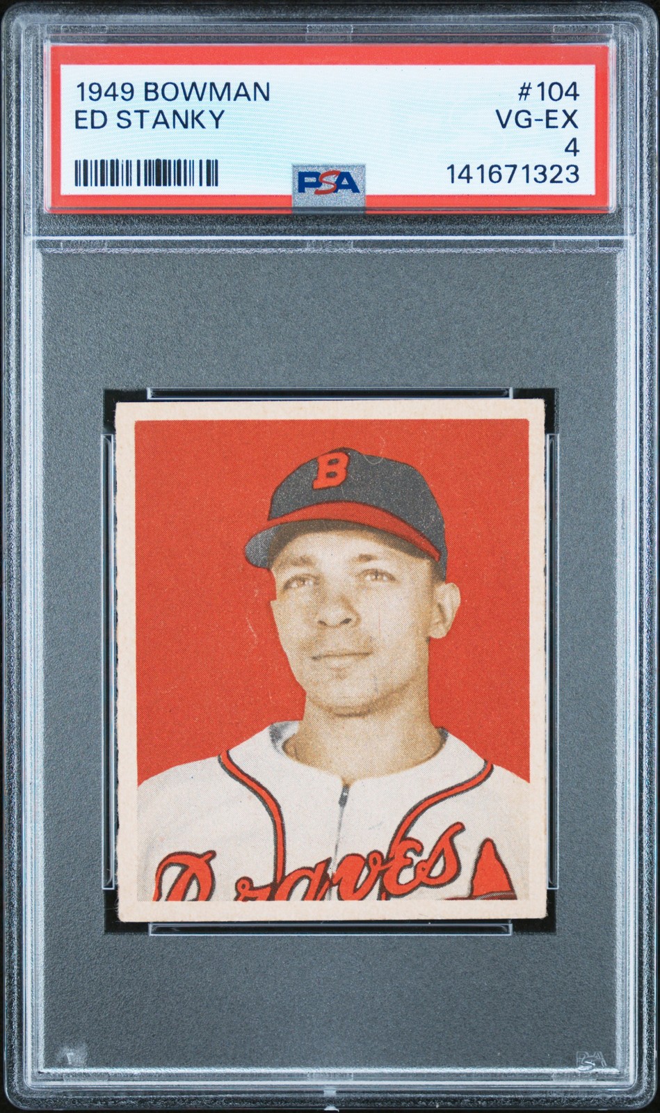 1949 BOWMAN #104 ED STANKY ROOKIE RC PSA 4