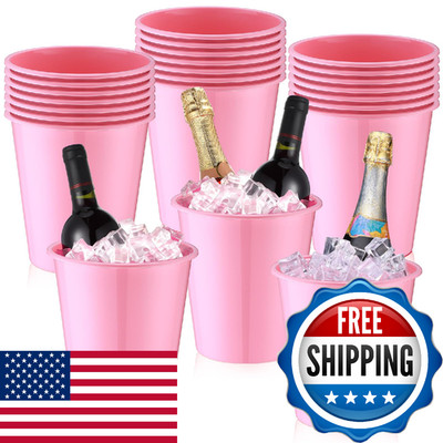 Layhit 24 Pcs Plastic Ice Buckets for Parties 3 Liters Wine Bucket Portable Ice 