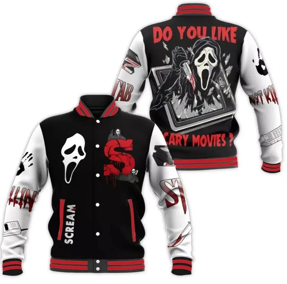 Ghostface Baseball Jacket, All Over Print Baseball Jacket