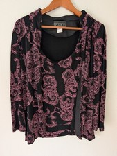 Alex Womens Evenings Jacket And Tank Set XL Black Purple Glitter Stretch Evening